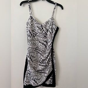 SOLD // Black and white abstract spaghetti strap mini dress